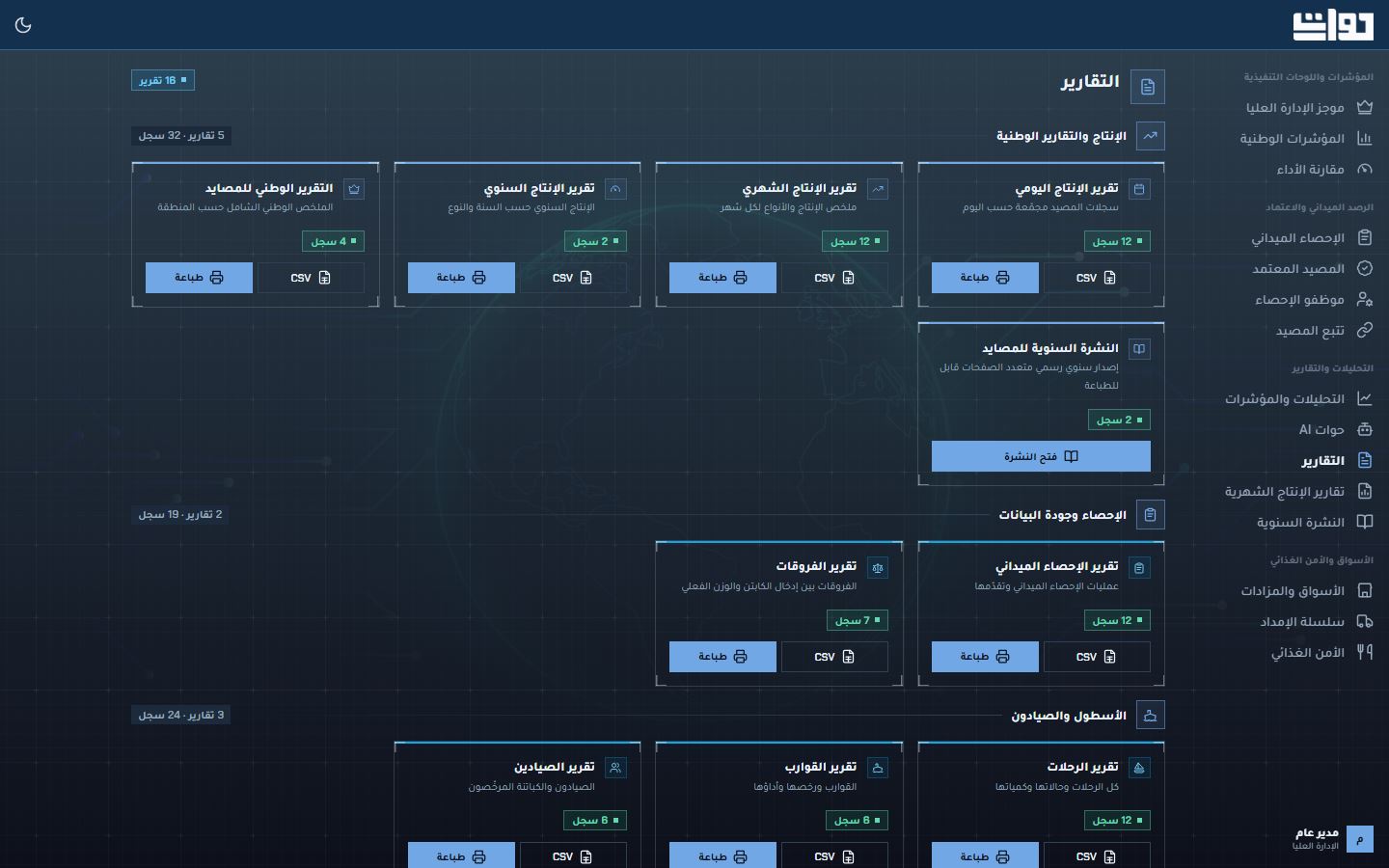شاشة التقارير في حوات